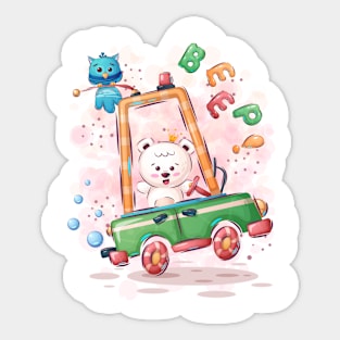 Polar bear in car Sticker